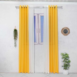 پرده آماده - حریر بافت دار کد 105 رنگ زرد