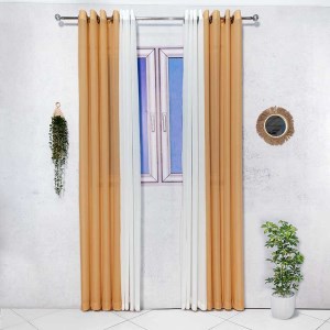 پرده آماده - حریر بافت دار کد 106 رنگ نارنجی