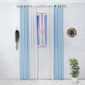 پرده آماده - حریر بافت دار کد 122 رنگ آبی روشن