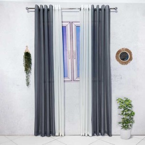 پرده آماده - حریر بافت دار کد 127 رنگ طوسی تیره