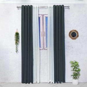 پرده آماده - حریر بافت دار کد 131 رنگ مشکی