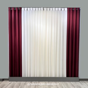 پرده آماده-حریر بافت دار کد 116 رنگ زرشکی